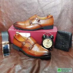 giày tây nam monk strap da bò