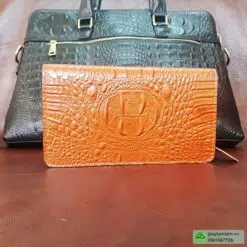 bóp cầm tay cao cấp da bò dập vân cá sấu