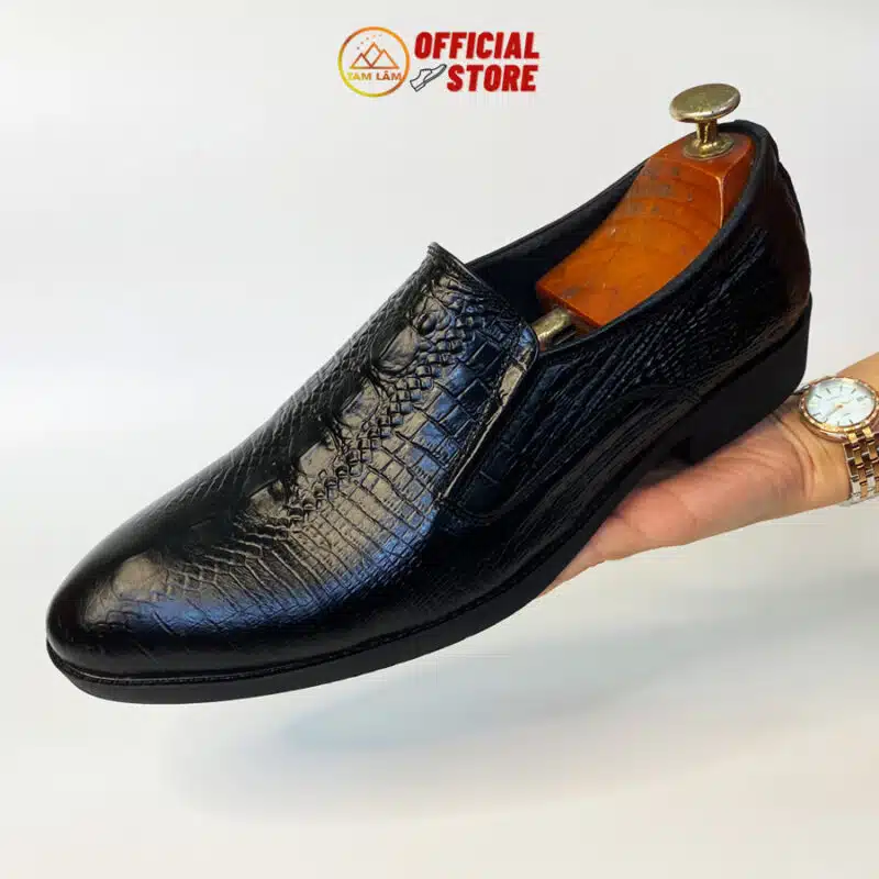 giày công sở da bò dập vân cá sấu