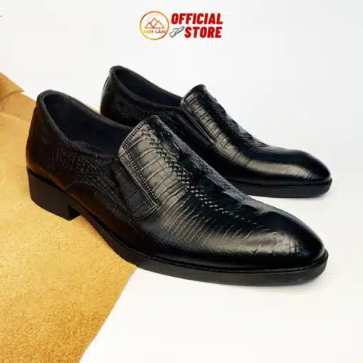 giày công sở da bò dập vân cá sấu