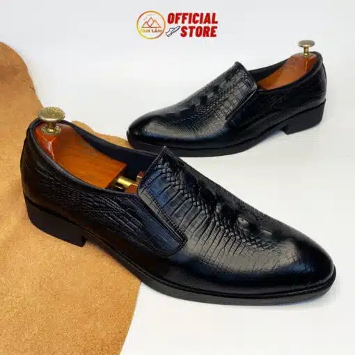 giày công sở da bò dập vân cá sấu