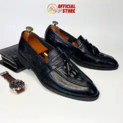 giày loafer chuông da bò vân cá sấu