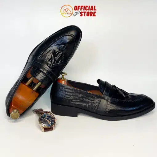 giày loafer chuông da bò vân cá sấu