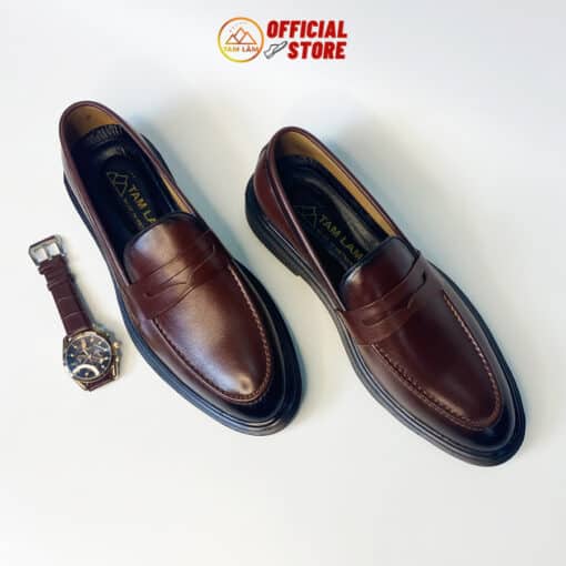 Giày nam loafer da bò đế cao đệm khí TL134ND